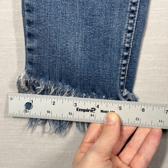 Free People Jeans Womens 26W Blue Fringe Distressed Pants Denim Boho Skinny - Picture 11 of 12